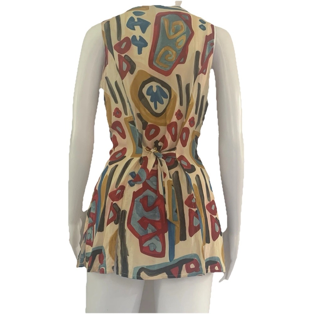 Vtg Marnie West Sleeveless women's Top Size 7 Abstract Print 80s 90s - Picture 5 of 15